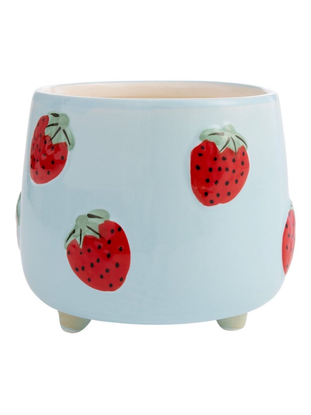 World Market Strawberry Pattern Ceramic Planter